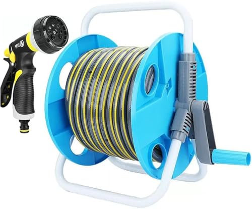 HGOuhK Schlauchtrommel Tragbarer Gartenschlauchwagen, Schlauchwagen mit Wasserpistole, Autowaschanlage, Blumenbewässerungsgerät(50m)