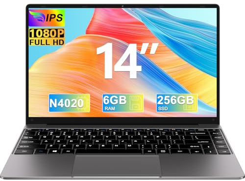 bvate Ordinateur Portable, 128Go Soutien Extension SSD 1To 14 Win11 Celeron N4020 2.4G+5G WiFi Mini HDMI & AZERTY Membrane du Clavier-Gray-003