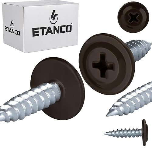ETANCO GM-S selbstschneidende Blechschrauben Flachkopf RAL 8019 Graubraun 4,2 x 14 mm 250 Stk., Universell Einsetzbar, Hochwertige Befestigungselemente für Holz, Metall und Beton