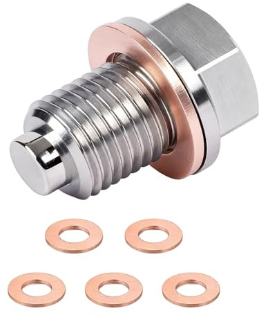 Magnetische Ölablassschraube M14X1,5, Öl ablassen Schraube mit 5 Ölablassschraube Dichtung, Edelstahl Magnetische Ölwannenwanne Aus Rücklaufablassschraube, für die Meisten Auto und Boote geeignet