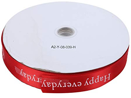 Vnbuimzls Bedrucktes Satinband, personalisierte Weihnachtsbänder für Weihnachtsgeschenke, Dekorationen, 2,5 cm Breite, 100 Yards langes Polyesterband mit „Happy Everyday“-Aufdruck für (Rot)