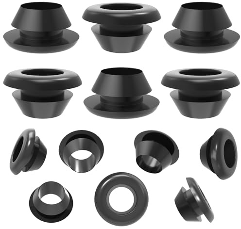 Lot de 10 douilles en caoutchouc étanches - Pour câbles et câbles - Diamètre d'encastrement : 42 mm - Pour la protection des câbles et des câbles - Noir
