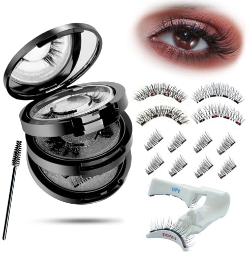 Magnetische Wimpern Set – Magnet Wimpern Natürlich Look mit Applikator, Halb- & Vollwimpern Styles, Wiederverwendbare Magnetwimpern ohne Kleber & Eyeliner