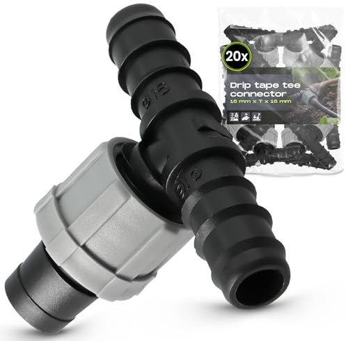 Instalguru 20x Conector en T 16 mm x T x 16 mm Unión para Cinta de Goteo Acoplamiento Manguera Riego Distribuidor para Tubería Exudante Sistema de Aspersión Huerto Jardín Accesorios