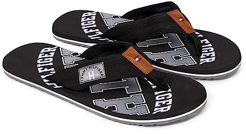 Tommy Hilfiger Herren Flip Flops Essential Beach Sandal Badeschuhe, Schwarz (Black), 40