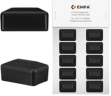 EMFA Zaunpfahlkappe rechteckig 60x80 mm Schwarz 10 Stück Pfostenkappen Kunststoff Pfostenkappen Abdeckkappen Zaunkappen