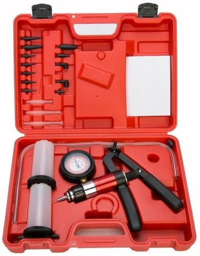 SATKIT Set Vacuómetro Sangrador de Frenos Bomba Manual Presión y Vacío con Manómetro Integrado Maletín Portátil para Taller
