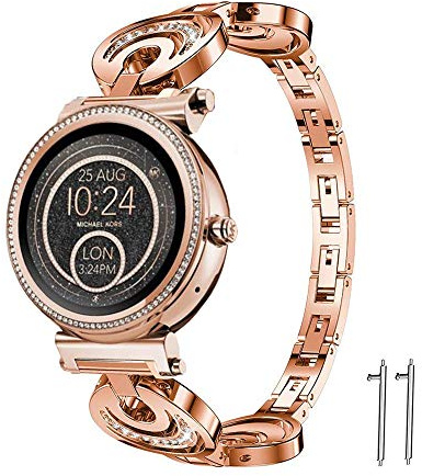 LvBu Armband Kompatibel für Michael Kors Sofie, Damen Metall Band Premium Edelstahl Bracelet Gurt für Michael Kors Access Sofie Smartwatch (Roségold)