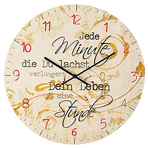 Cepewa Wanduhr Sprüche 45 cm Durchmesser Wohnzimmer Wandspruch Sinnspruch Deko Analog Wand (1 x Wanduhr Jede Minute 45 cm)