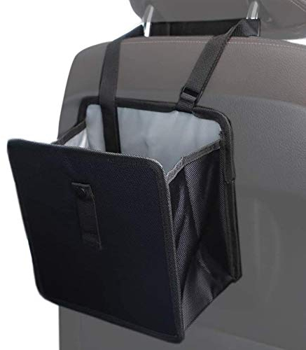 Bolsa de Basura para Coche Plegable, Papelera Coche Colgar con Ajustable Cordón, Grande Bolsa de Almacenamiento para Coche, Cesto Cubo de Basura Coche, Basura Caja para SUV/Coche/Automóvil 7L(Negro)