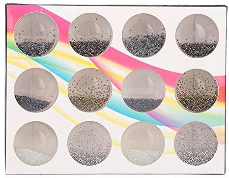 12 Grids Nail Art Fashionable 3D Steel Ball Nail DIY Metal Micro Beads Manicure Tool Mini Metal Balls for Nail Art DIY Ball Decorations