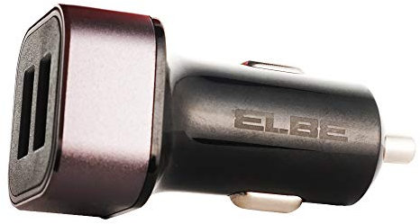 Elbe CARG-301-QC - Cargador USB para coche con doble puerto y carga rápida QC3.0, color negro