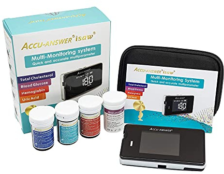 Accu-Answer Blood Glucose Cholesterol Uric Acid and Hemoglobin Monitoring Device