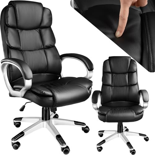 TecTake® Chaise de Bureau Chaise Gaming Fauteuil de Bureau Fauteuil pivotant Design, Siege Ergonomique, Fauteuil avec Accoudoirs, Appui-tête rembourré, Roulette Teletravail - Noir