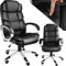 TecTake® Chaise de Bureau Chaise Gaming Fauteuil de Bureau Fauteuil pivotant Design, Siege Ergonomique, Fauteuil avec Accoudoirs, Appui-tête rembourré, Roulette Teletravail - Noir