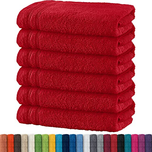 Erwin Müller Handtuch 6er-Pack Heidelberg 100% Baumwolle - saugstark, gut trocknend, kompakt, leichte Qualität rot Größe 50x80 cm - ideal für Sport, Strand, Reisen