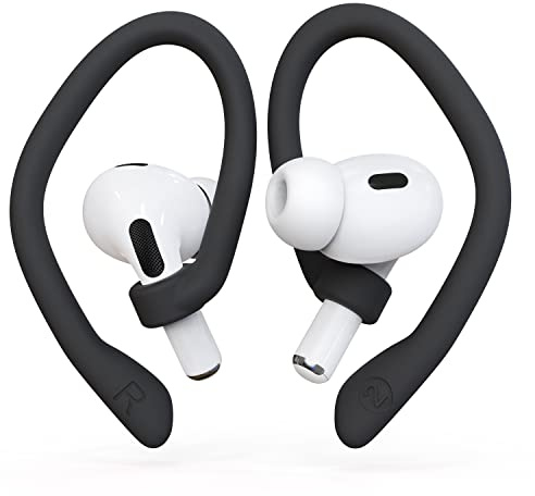 DamonLight Ear Hooks 2 Pairs for AirPods Pro 2 & 1, AirPods 4 & 3, Anti-Slip Comfortable Fit, Ergonomic Design, Accessories (Medium, Black)
