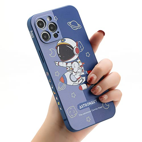 Yonds Queen Kompatibel mit iPhone 13 Hülle, Cartoon Astronauten Weltraumplaneten Mond Design stilvolle Bumper Schutzhülle rutschfest modische Hülle (Blau Planet, iPhone 13)