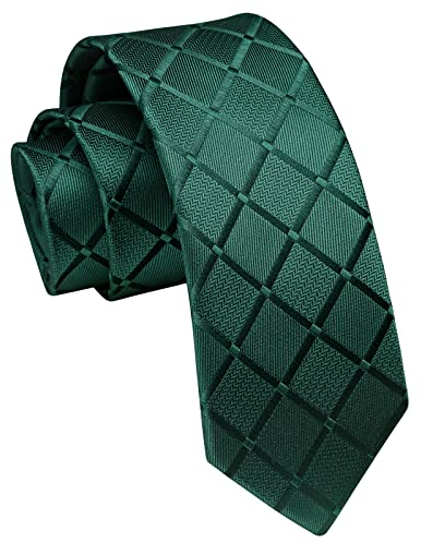 Enlision Corbata para Hombre Elegante Clásico Verde Plaid 6CM Para Negocios Formales De Boda