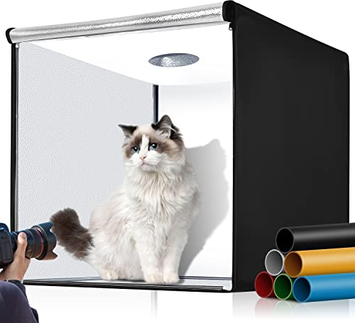 Fasonic Ljuslåda för fotostudio 81,3 x 81,3 cm, stor produktljuslåda med 3 dimbara lampor, 210 st LED-pärlor, professionellt fotograferingstältset