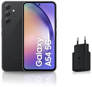 Samsung Galaxy A54 Smartphone Android 5G, 128 Go, Chargeur secteur rapide 25W inclus [Exclusivité Amazon], Smartphone déverrouillé, Noir, Version FR