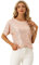 Allegra K Blouses à Paillettes Femmes Métalliques Col Rond Manches Courtes Haut Brillant de Soirée T-Shirts Scintillants Rose XS