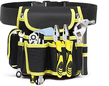 Bolsa de herramientas para electricista, organizador multifuncional con cinturón ajustable, Bolsa de Herramientas, Bolsa Organizadora de Herramientas, Bolsa de Herramientas Multifuncional(Amarillo)