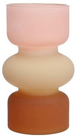 INNA-Glas Bunte Vase NEVOLINKI, rosa-beige-braun-matt, 18 cm, Ø 10,5 cm | Glas - Moderne Design Vase