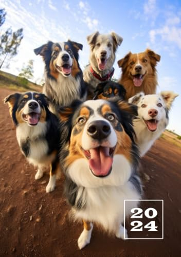 2024: A5 Kalender Planer | 1 Woche auf 2 Seiten | Jan - Dez Wochenplaner | Kalenderbuch Terminkalender | Organizer Wochenkalender Terminplaner | Buchkalender Jahresplaner | Taschenkalender Hund Selfie
