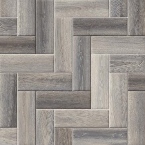 Mixed Grey Modern Parquet Siren Vinyl Flooring 4mm Thick Durable Felt Backed Lino Kitchen Bathroom (4m x 3m)