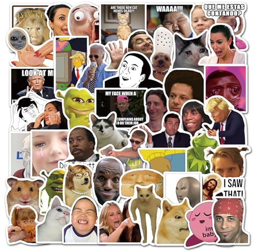 50 Stück Lustige Meme Sticker Set,Meme Aufkleber für Auto Laptop Skateboard Fahrrad Moped Motorrad Fahrrad Computer,Geeignet für Erwachsene Kinder (B)