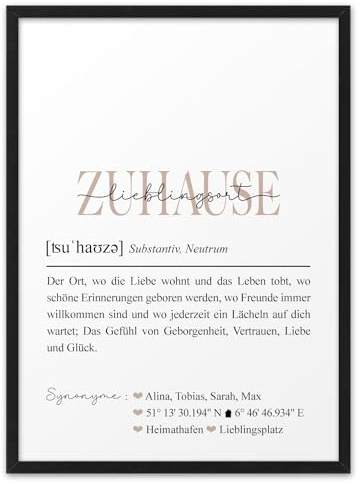 ZUHAUSE BOHO Definition | ABOUKI Kunstdruck | Zuhause Koordinaten Geschenk Einzugsgeschenke Haus Einzugsgeschenke Wohnung Einweihungsgeschenk Zuhause Koordinaten Bild | Personalisiert