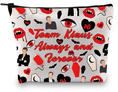 Zuo Bao Vampir-TV-Show-inspirierte Make-up-Tasche Team Klaus Elijah Rebekah Always and Forever Kosmetiktasche TVD Merchandise, Team Klaus