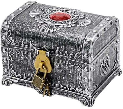 Baoblaze Piraten, Piraten-Truhe, Aufbewahrungsbox, Requisiten, Piraten für Halloween, Süßigkeiten, Kekse, Boxen, Geburtstagsgeschenk, Silber