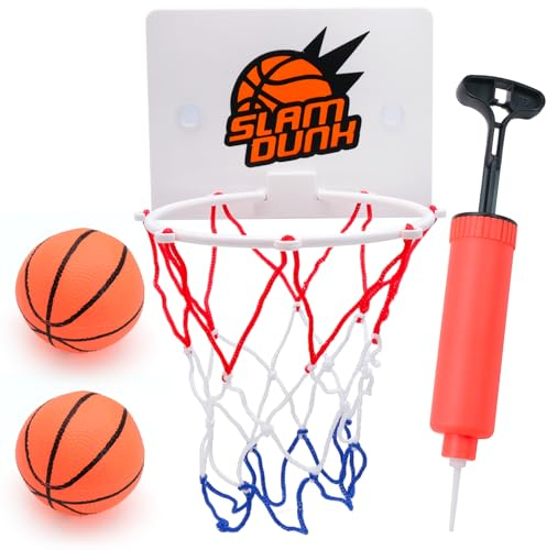 AMJKEJI Mini Basketball Korb Set, Basketballkorb Indoor Wandmontage, Basketballkorb mit 2 Bällen und 1 Luftpumpen für Kinder Geburtstagsfeiern Spielspiel Sportgeschenke