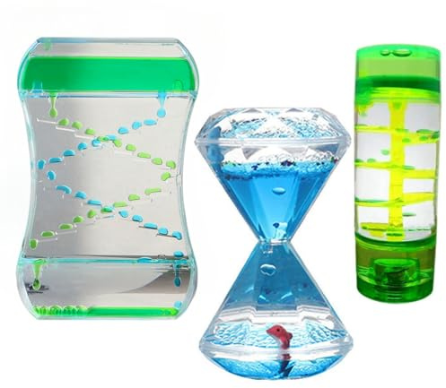 Sablier Deau Minuterie de Gouttes, Minuterie Liquide Jouets Sensoriels, Lampe à Lave Colorés, Motion Bubbler Fidget Jouet de Bureau Relaxants pour Enfants Adolescents Adultes (G-3pcs)