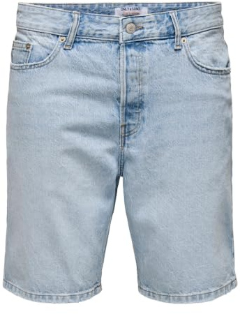 Only & Sons Herren Jeans Shorts | Recyceltes Material, Baumwolle | Regular Fit | unifarben | windabweisend | Reißverschluss | casual-Style