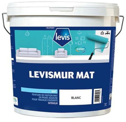 LEVIS - Levismur Mat Peinture Acrylique - Murs & Plafonds - Intérieur - Conditionnement 5L, Couleur BLANC