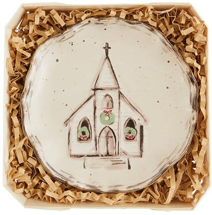 Mud Pie Assiettes à Bijoux en grès pour église, 11,4 cm de diamètre, crème