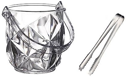 Cubiteras Cubiteras de acrílico for fiestas Cubitera de vino de plástico transparente de 1,2 L con pinzas Botella Refrigerador de bebidas Tina con asas Cubitera de hielo Champaña Vino Cerveza Bebida C