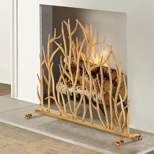 Salvachispas Chimenea Pantalla Decorativa para Chimenea/ Protector Contra Chispas de Fuego, Protectores Contra Incendios para Quemadores de Leña Dorados y Negros Personalizables, Protector Contra Ince