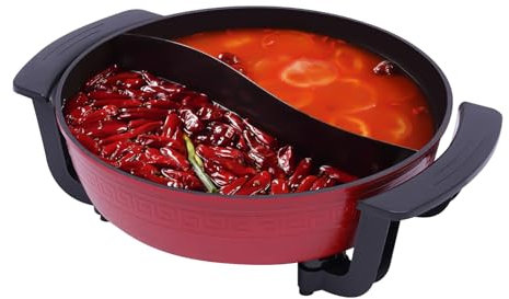 Elektrischer Hot Pot, 6L Kochtopf Hot Topf Haushalt Hot Pot Elektrisch Feuertopf Suppentopf Kochtopf Multikocher Elektrische Wok, Chinesischer Hot Pot Fondue