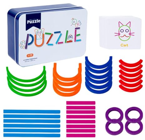 Sticks Ringe Puzzle Spielzeug, Jigsaw Sticks Ringe Puzzle - Kinder Blöcke Holzstäbchen Puzzlespielzeug,Früh lernen passende Puzzle Spielzeug Baustäbchen und Ringe Spielzeug-Set