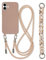 Galful Coque iPhone 16 avec Cordon de Collier pour iPhone 16 Étui Bracelet Réglable Lanyard Housse avec 2 Chaine Bandouliere Collier Corde TPU Silicone Case Mince Cover-Brun