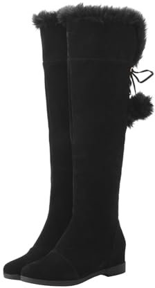 Wyongtao Damen Elegant Winterstiefel Over-the-Knee High Heels Absatz Oberschenkelhohe Stiefel Mit Gestricktem Schaft Und Vlies