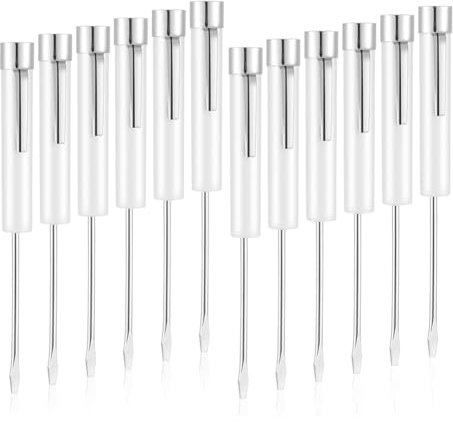 Mcclellanty 12 Pieces Pocket Screwdriver Top and Clip Flat Blade Screwdriver for Mechanical Electrician Repair Tools, 5.2 Inch, White