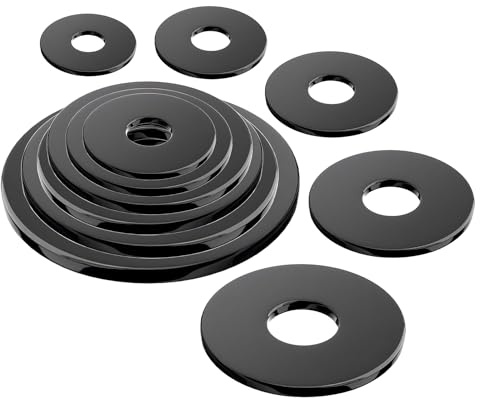Qrity 20 Stück Flache Unterlegscheiben, M6 x 18mm, O Ring Distanzscheiben, Schwarz Dichtung Unterlegscheibe für Schrauben, Kohlenstoffstahl