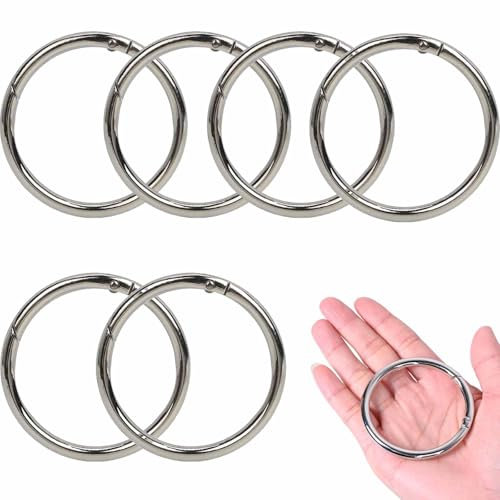 Wjelet 6 Stück Karabiner Rund 60mm OD 50mm ID, Zinklegierung Schlüsselring schnellverschluss Groß, 50cm Ring Karabinerhaken Rund für Schlüsselanhänger, Tasche,Schmuck,DIY Handwerk (Silber)