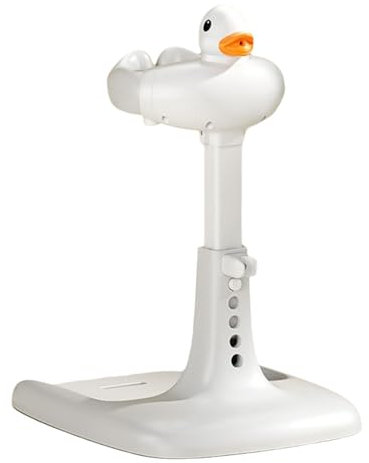Morain Estación de baño de pato de dibujos animados, soporte de baño para bebé, 5 engranajes, ajustable, antideslizante, base grande, ayudante de baño para niños pequeños seguros