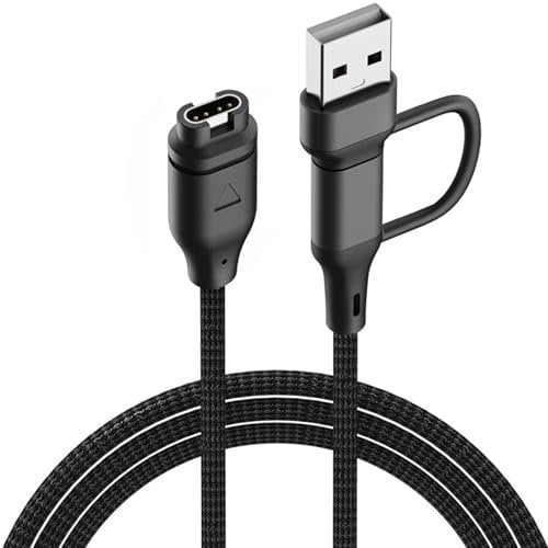 MohLythrix 2-in-1 Watch Charger for Garmin Charging Cable Cord for Garmin Fenix 6 7 7X 7S 8 E Solar, Forerunner 265 255 245 965 955 165 55, Vivoactive 5 4, Venu 3 SQ, Instinct, Epix Pro, Tactix